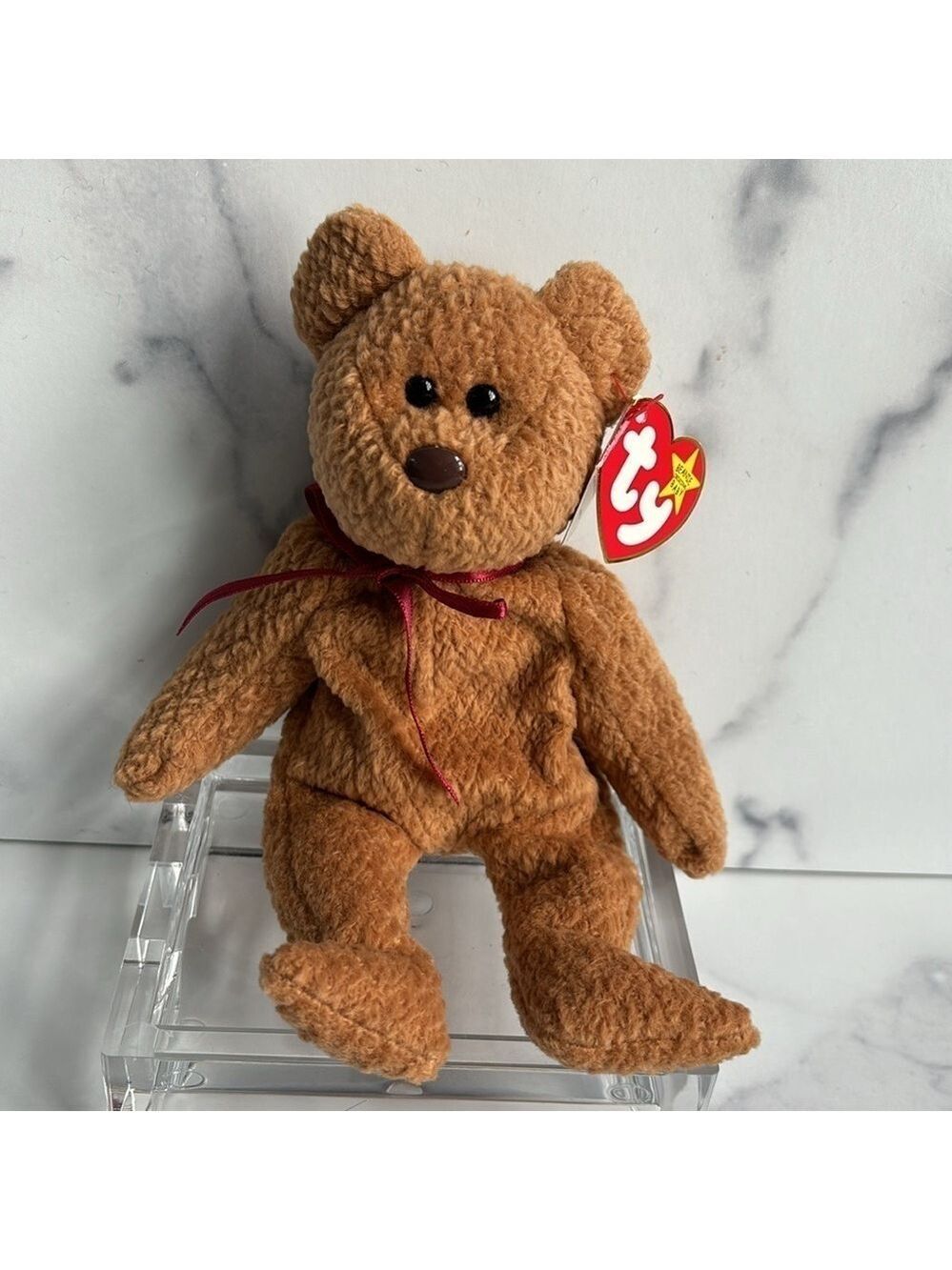 TY Retired Rare 1996 Curly Beanie Baby Bear